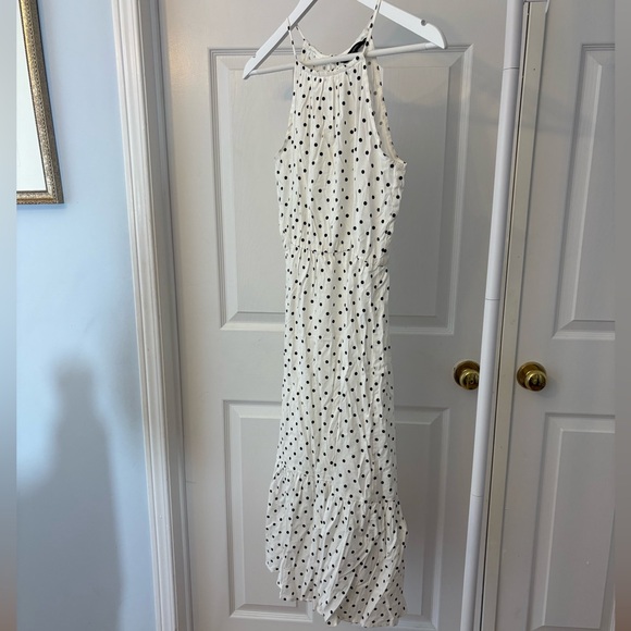 Banana Republic White & Black Polkadot Sleeveless Maxi Dress Size Small Cotton - Picture 4 of 14